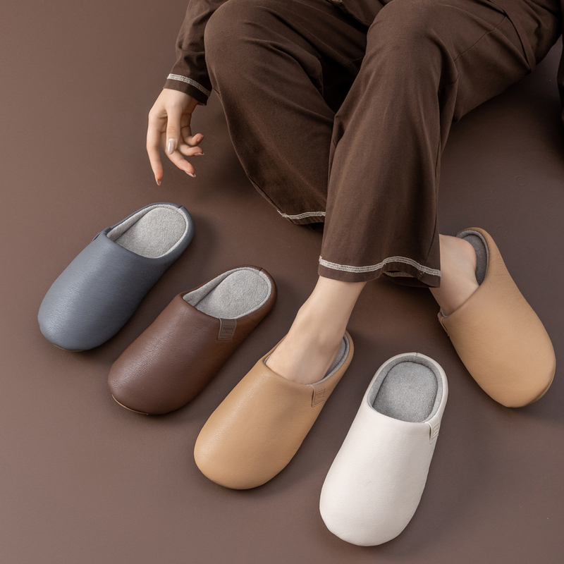 Silent Soft-Soled Slippers for Women, Autumn and Winter 2025 New Waterproof Cotton Slippers for Men, Indoor Home Warm Non-Slip Cotton Slippers