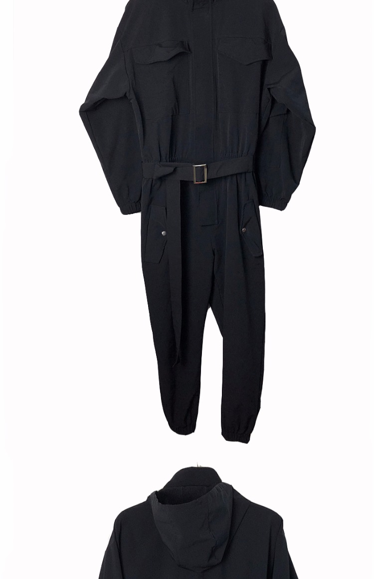 Bộ đồ trùm đầu mùa xuân và mùa thu One Piece Nam giới Quần áo bảo hộ lao động retro Nhật Bản Quần yếm HIPHOP Đàn ông và phụ nữ Quần jumpsuit chín mảnh quần đùi