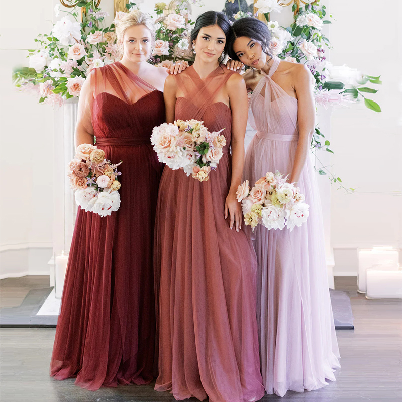 2024 Bridesmaid Dress, Best Friend Outfit, Mesh Pink, Simple and Elegant, Slimming, Complexion-Enhancing, Fairy-Like, Western Style, High-End, Niche