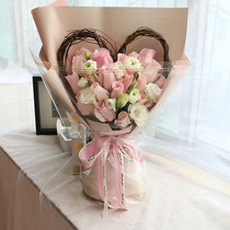 Flower Packaging Love Longliu Heart Ring Flower Flower Style Wicker Dry Branch Heart-shaped Bouquet Packaging Material