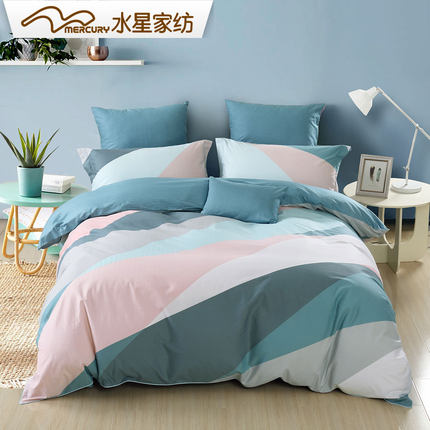 水星家纺四件套全棉简约床上四件套双人1.8威尼斯特2018新品