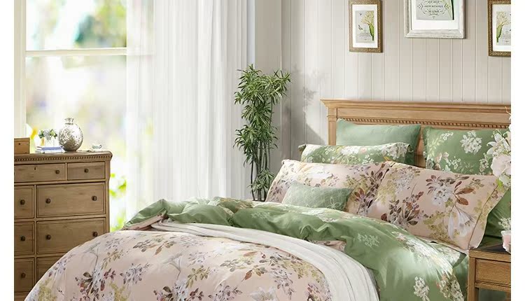 Thủy dệt bông satin phản ứng in một gia đình bốn pro thu giường bông satin - Bộ đồ giường bốn mảnh chăn ga gối forever