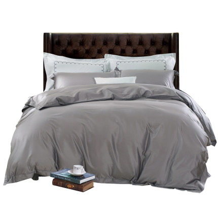 水星家纺 长绒棉缎纹四件套 甄贵 五星级床品 简约纯色套件