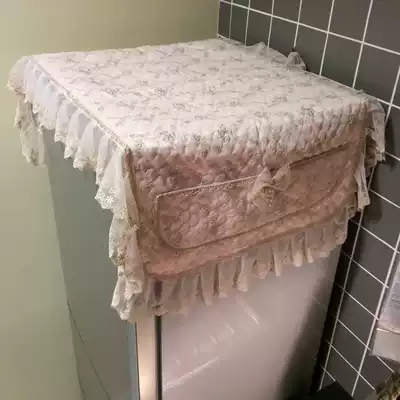 High-end pastoral lace quilted fabric single open double switch folio refrigerator towel refrigerator cover Refrigerator cover towel dust cover