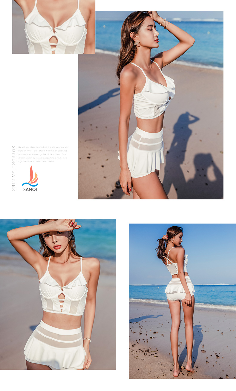 Áo tắm ba mảnh kỳ lạ mặc bikini hai mảnh áo tắm xuân nóng 19078 - Bộ đồ bơi hai mảnh áo tắm 2 mảnh yếm