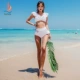 Quần bơi nữ gợi cảm che tay áo ngắn xù lông ngắn gợi cảm bikini hai mảnh áo tắm mùa xuân nóng bỏng - Bộ đồ bơi hai mảnh