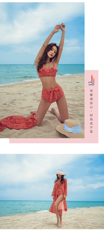 2020 Áo tắm Sanqi mới Nữ tính Bikini Ba mảnh Áo tắm Ba mảnh Ngực nhỏ Thu thập Áo tắm Slim Slim - Bikinis