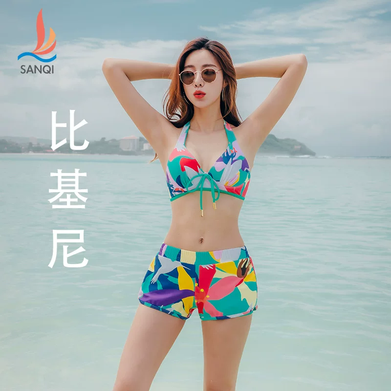 Подлинный купальник Ms. Sanqi Skin Skin Большой хлеб плавательный купальник весна пляж трехпредметный набор Swim Woods 20062 20063