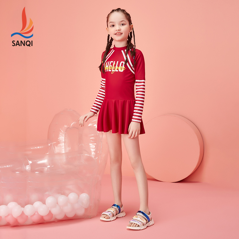 Sanqi Children Swimsuit Girl Summer Lily Princess Dress Cute Girl Sleeve Dry in Large Child Spa Swimsuit