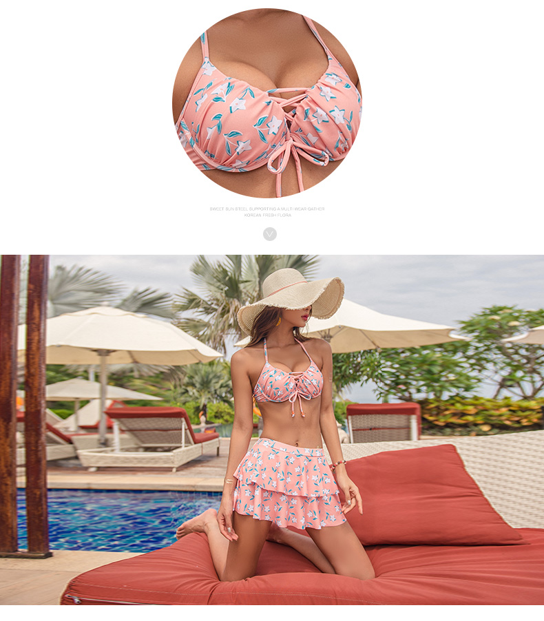 Áo tắm ba mảnh nữ bikini ba mảnh gợi cảm Hàn Quốc váy mỏng ngực nhỏ tập hợp áo thép lò xo nóng bỏng - Bikinis áo tắm cao cấp