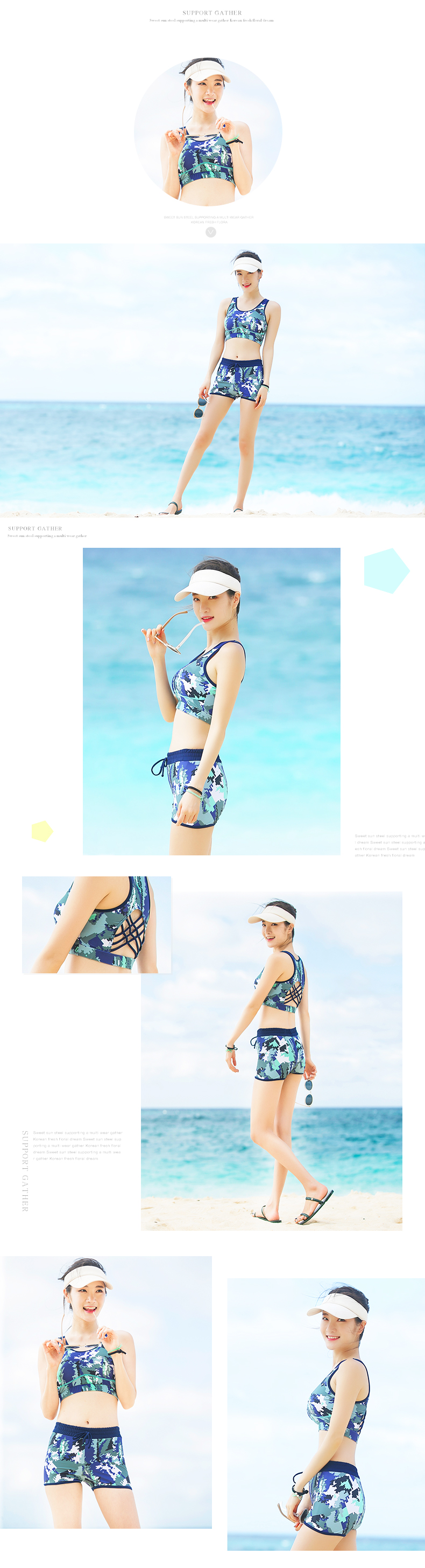 Sanqi 2017 bikini mới chia eo cao boyshort nữ đồ bơi thủy triều ngụy trang vest thể thao đi biển - Bikinis bikini gợi cảm