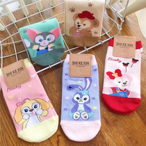 6 pairs of cute cartoon Duffy socks womens socks womens socks cotton short tube Four Seasons shallow low-mouth low-top versatile