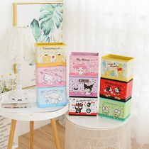 Cute cartoon desktop storage box cosmetics shelf storage office student desk tidying box dormitory