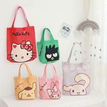 Japanese cute cartoon canvas bag shoulder bag womens bag large capacity handbag small bag lunch box lunch bag hand carry