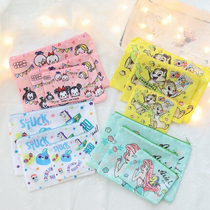 Cute cartoon portable file bag zipper bag canvas bag office storage large capacity student girl heart three-piece set