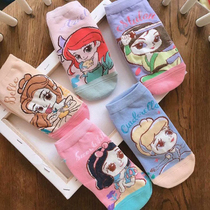 6 pairs of cute cartoon princess socks children ins tide boat Socks shallow invisible cotton socks summer thin model