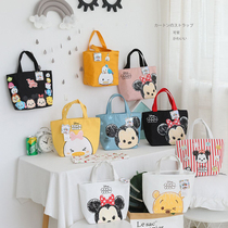 Cute cartoon insulated lunch box bag PU Bento bag to work with rice Hand bag students hand canvas bag women