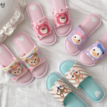 Japanese cute cartoon Dew toe sandals and slippers spring and autumn summer cotton girl indoor home non-slip home home