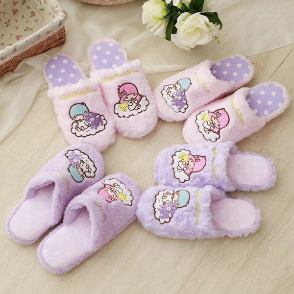 Cute cartoon double neutron star cotton slippers female thick bottom autumn winter residence Korean version indoor winter fur slippers-Taobao