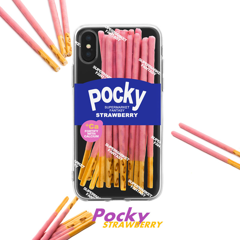 POCKY cookies iPhone12mini 11pro xsmax xr transparent for Apple 13 all-inclusive phone case