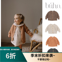 The No. 6 discount is not debatable for Spain Buho baby coarse knit cardio-woolen sweater retro woody button 11