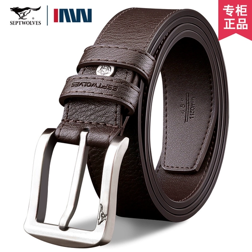 Septwolves, кожаный ремень, штаны для отдыха, простой и элегантный дизайн, из натуральной кожи