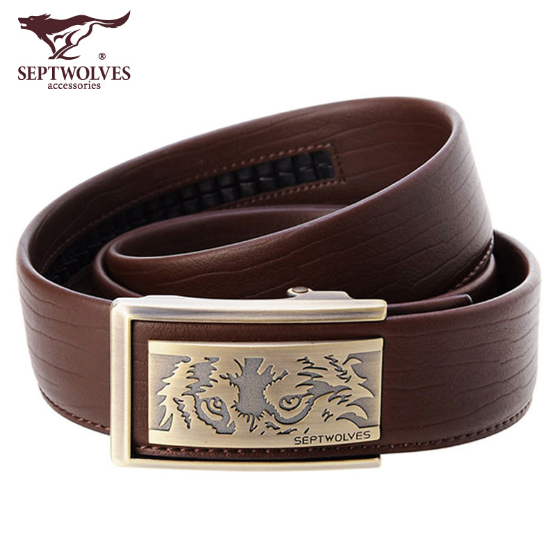 Counter seven wolves belt business men's automatic buckle leather belt inner-wearing whole cowhide trousers with soft