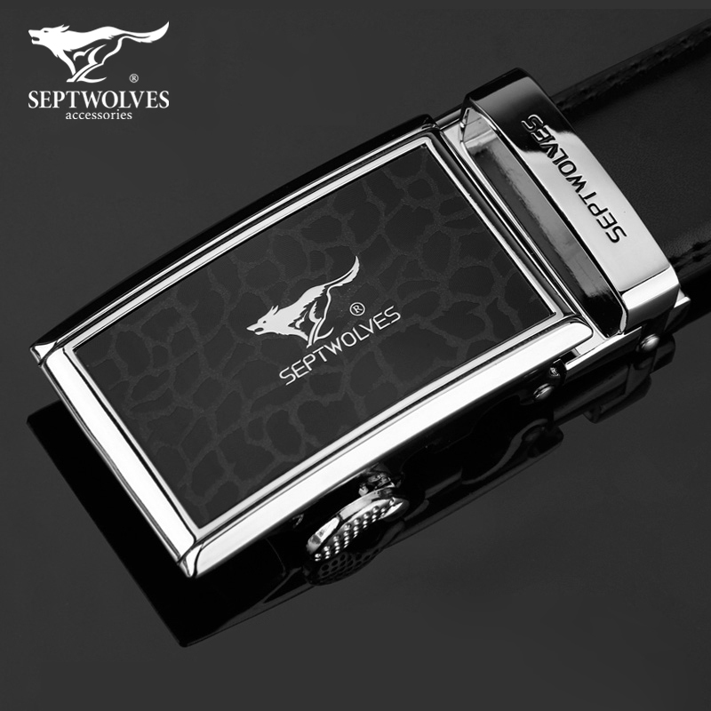 Septwolves belt men's leather belt brand leather automatic buckle suit widening belt soft 3 5cm - Taobao