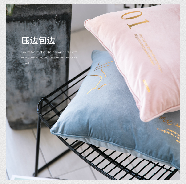 Bán đảo chất lượng tốt Bắc Âu mạ vàng gối nhung ánh sáng sang trọng đệm đầu giường phòng khách sofa gối tựa lưng có thể tháo rời - Trở lại đệm / Bolsters Chăn gối văn phòng 3 in 1