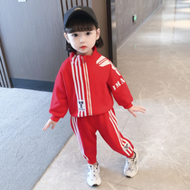 South Korean girl baby autumn clothing sports suit 2021 new children The childrens children Yangqi Spring and Autumn Season Net Red Two sets