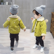 South Korean boy gush jacket 2021 Autumn and baby 1 year old baby Yangqi winter dress Childrens lamb suede 3