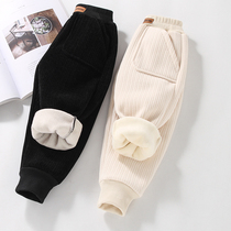 South Korea Girl Gush Pants 3 Outwear Autumn Winter 1-7 Year Old Baby Integrated Suede Casual Pants Children Thickened Snowier