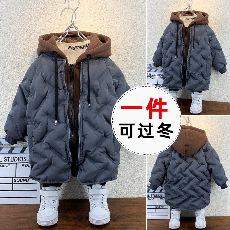 South Korean boy clothes boy garnter cotton clothes 2021 Winter style Handsome Gas Thickened Coat Anti Season Children Foreign Winter Dress Cotton Clothing