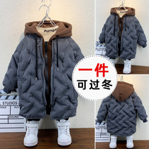 South Korean boy clothing boy gush cotton clothes 2021 winter style handsome gas thickened jacket Anti-season children foreign air winter clothing cotton clothing