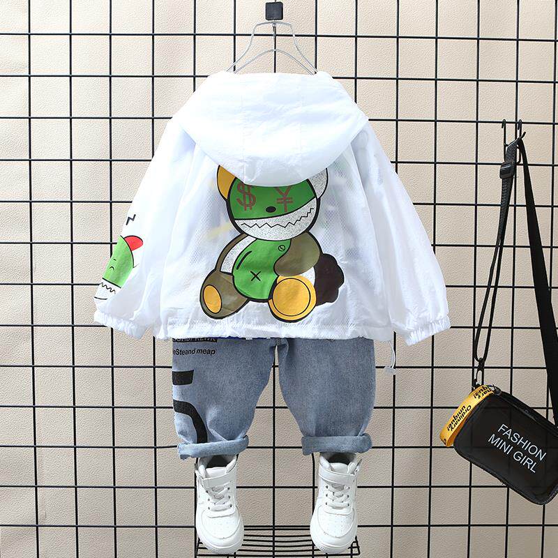 South Korea ins sunscreen 2022 new boy Summer anti-UV cartoon thin skin clothes boy clothes 3
