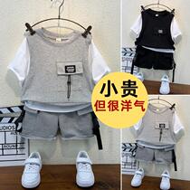 South Korea ins children's boys summer suit 2021 summer children handsome baby summer short sleeve tide clothes 3