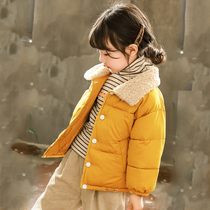 South Korea Autumn Winter Childrens Down Cotton Clothing Boy Girl Cotton Clothing Thickened baby wool collar padded jacket in jacket