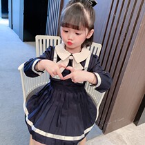 South Korean Childrens Autumn Dress Dress 2021 Ocean Gas Girl Skirt Long Sleeve College Wind Fall Female Princess Dress