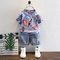 South Korea ins boys summer suit 2021 new children's net red fried street cool summer tide fashion 3