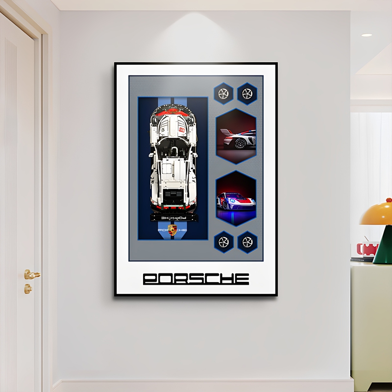 Building Block Car Racing Car Display Frame Storage Building Blocks Wall-Mounted Photo Frame Children's Room Bedside Decorative Painting