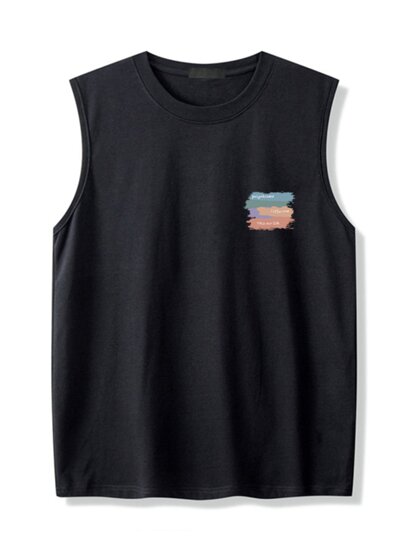 Trendy Letter Tank Top for Men, Summer American Style Pure Cotton Couple's T-Shirt, Loose and Versatile Casual Sleeveless T-Shirt, Trendy Brand