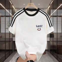 American-Style Heavyweight Pure Cotton Color-Block Short-Sleeve Unisex Top Summer Trendy Brand ins Design Cartoon T-Shirt Loose Half-Sleeve