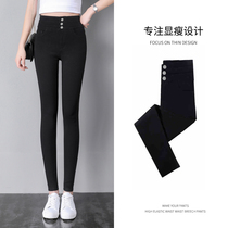 Black leggings womens outer wear 2022 spring and autumn new high-waisted thin black pants elastic skinny skinny pants