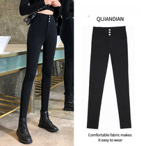 Black leggings womens outer wear fleece pants womens pencil pants are thin and high waist small black pants 2021 autumn and winter new