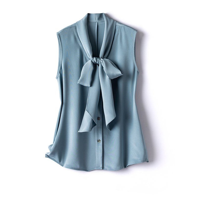 Hitchcock-Inspired Design, Niche Shawl-Style Scarf T-Shirt, 30mm Heavyweight Sleeveless Silk Shirt for Spring and Summer