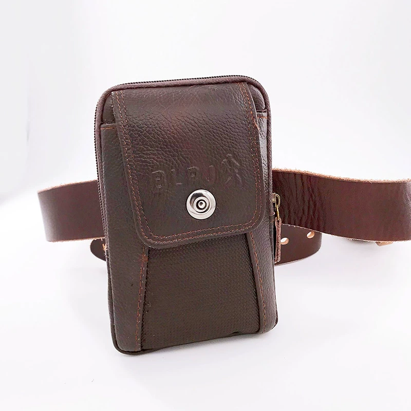 Túi hai lớp mới Túi da điện thoại di động 5,5 inch đeo túi đeo lưng nam túi đa chức năng dọc điện thoại di động