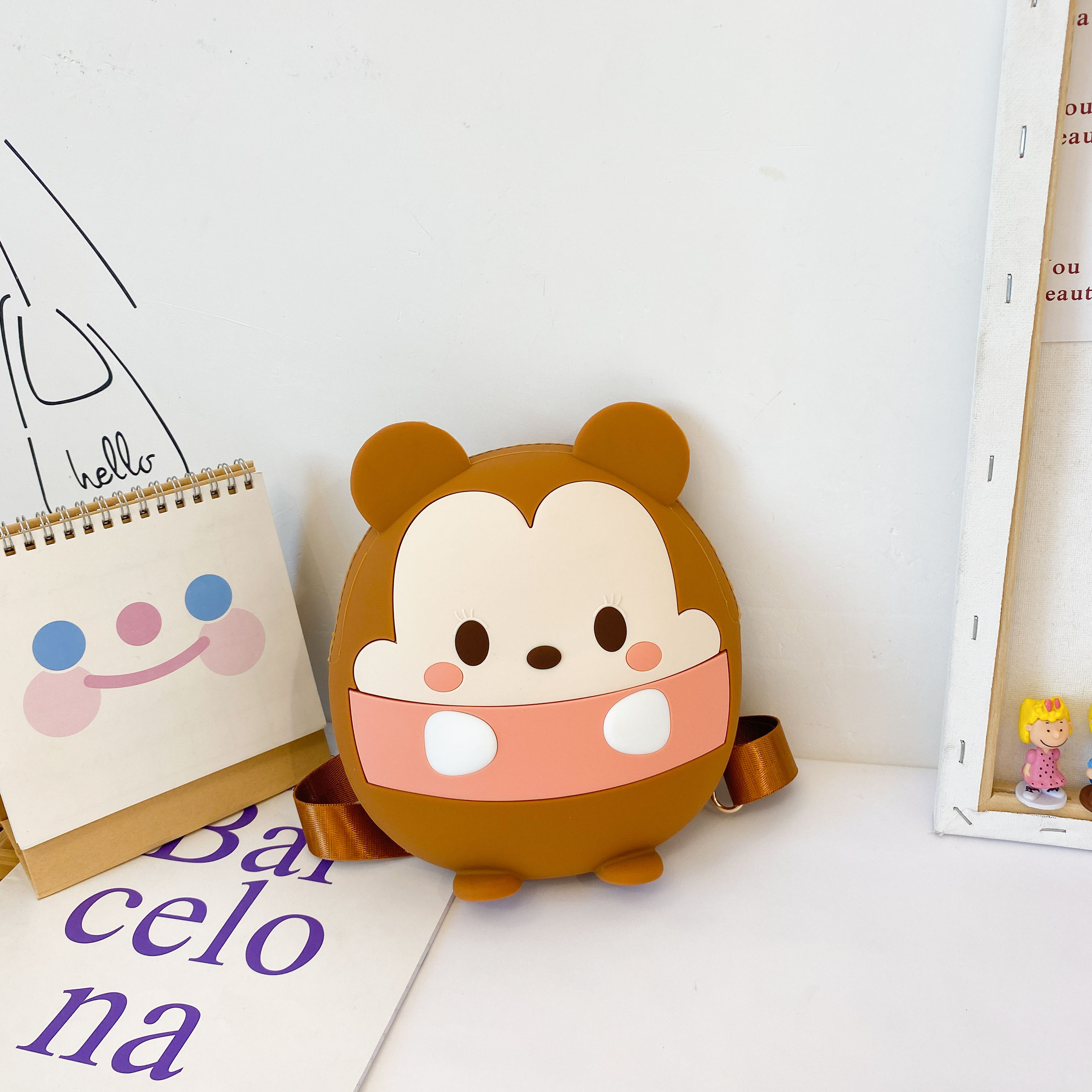 Double Shoulder Mickeyins Backpack female Korean version Harajuku ulzzang Cartoon silica gel Bag children lovely Parenting One shoulder Inclined shoulder bag