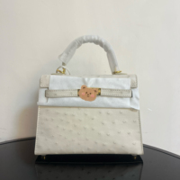 22cm ostrich leather Kelly (wax line) fashionable high quality bag