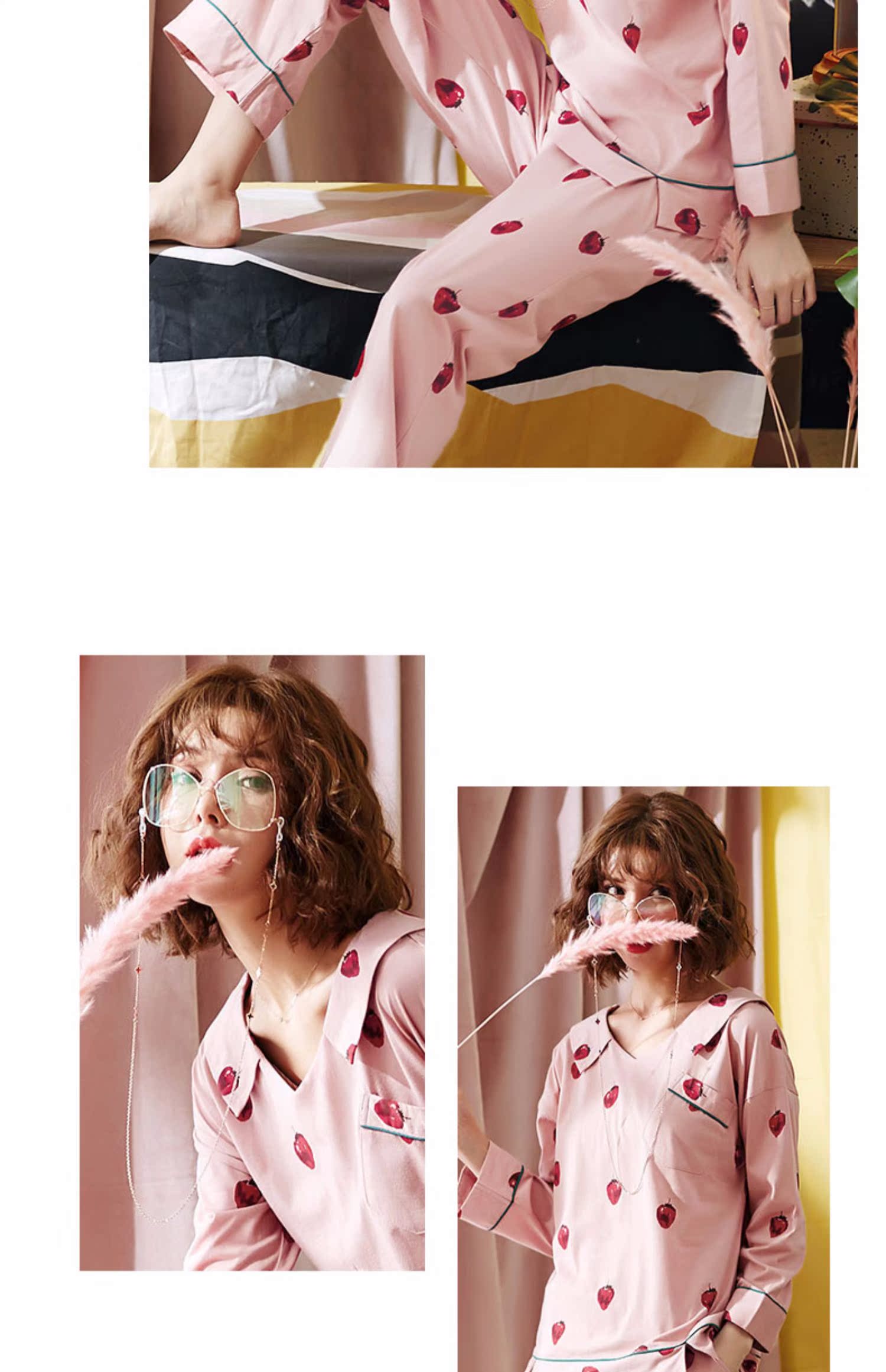 Đồ ngủ nữ ở Nam Cực mùa xuân và mùa thu mỏng cotton phiên bản Hàn Quốc của phụ nữ ngọt ngào dễ thương mùa hè bông phục vụ nhà phù hợp với phụ nữ - Giống cái áo ngủ nữ