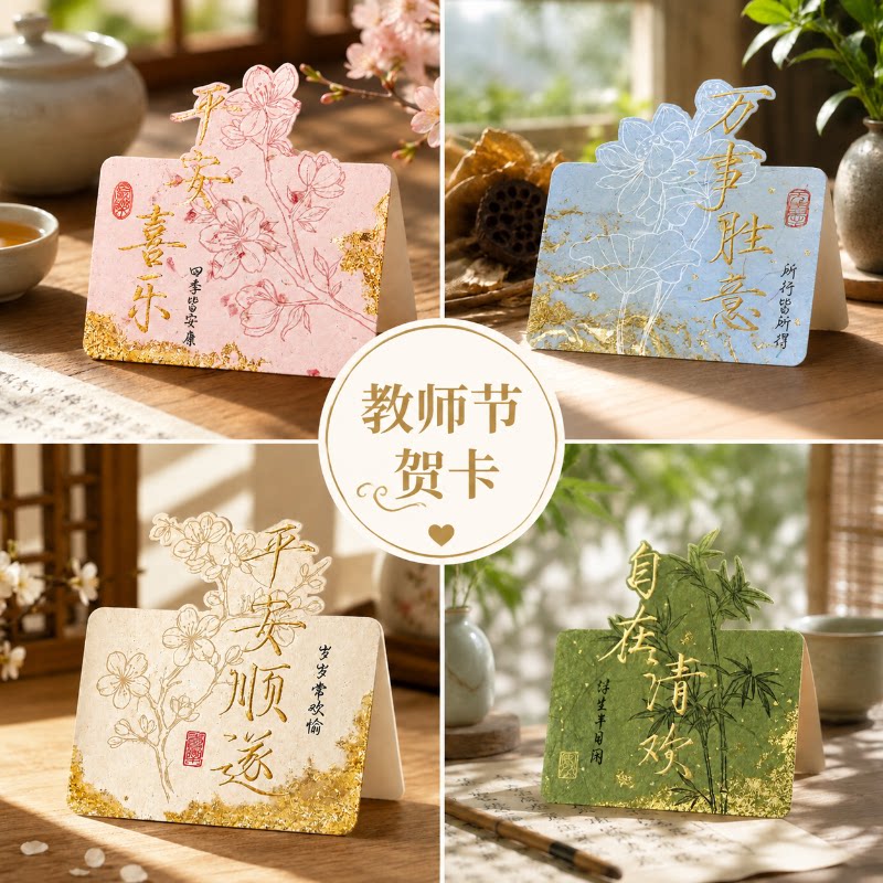 2026新款教师节贺卡高级感中国风送老师感谢师恩礼物手写卡片信封